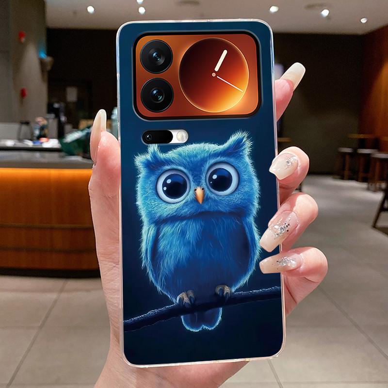 Fashion Night Owl Pattern Phone Case For Xiaomi 17 Pro Xiaomi 17 Pro Max Transparent TPU Soft Cover Shockproof Couple Shell
