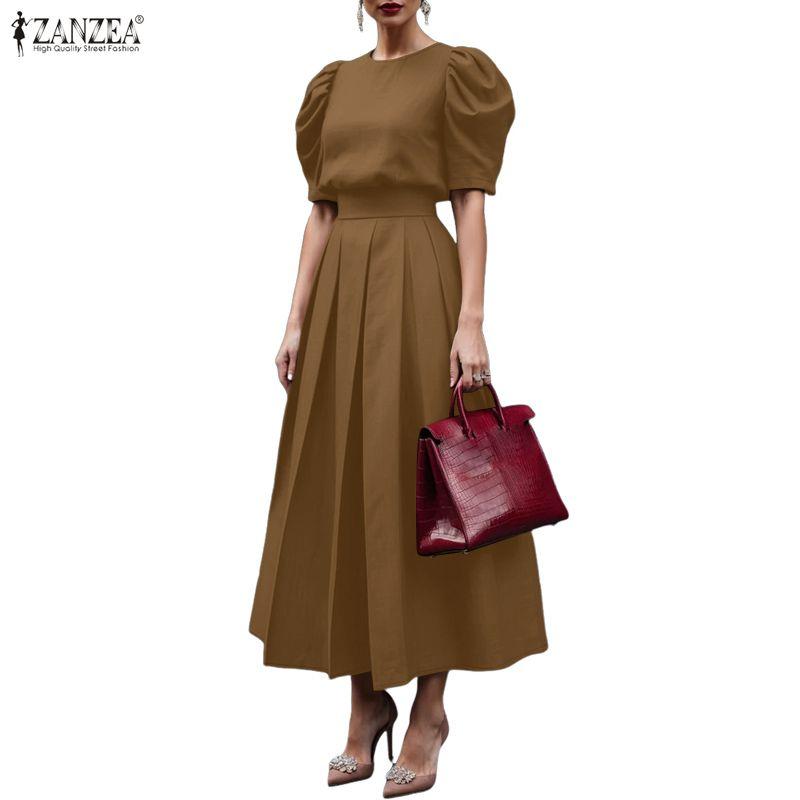 ZANZEA Women Short Sleeve Blouse and Long Skirts Elegant Casual Two Piece Suit Sets