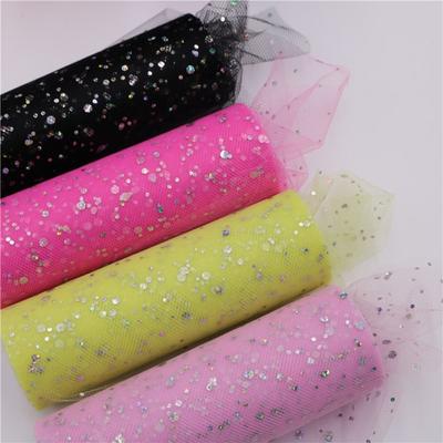 Sequin Tulle Roll 10 Yards 15cm Organza Laser Crafts Tutu Fabric Wedding Decoration White Tulle Birthday Party Supplies