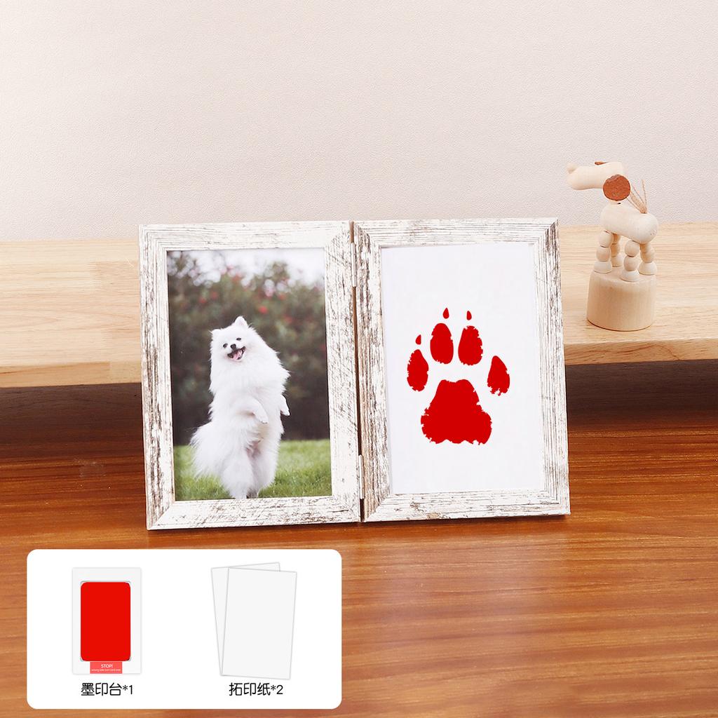 Pet Memorial Gifts for Pet, Dog Paw Print Frame Kit,Inkless Paw Print Kit,zWooden Pawprint Photo Frame,Gifts for Pet Lovers