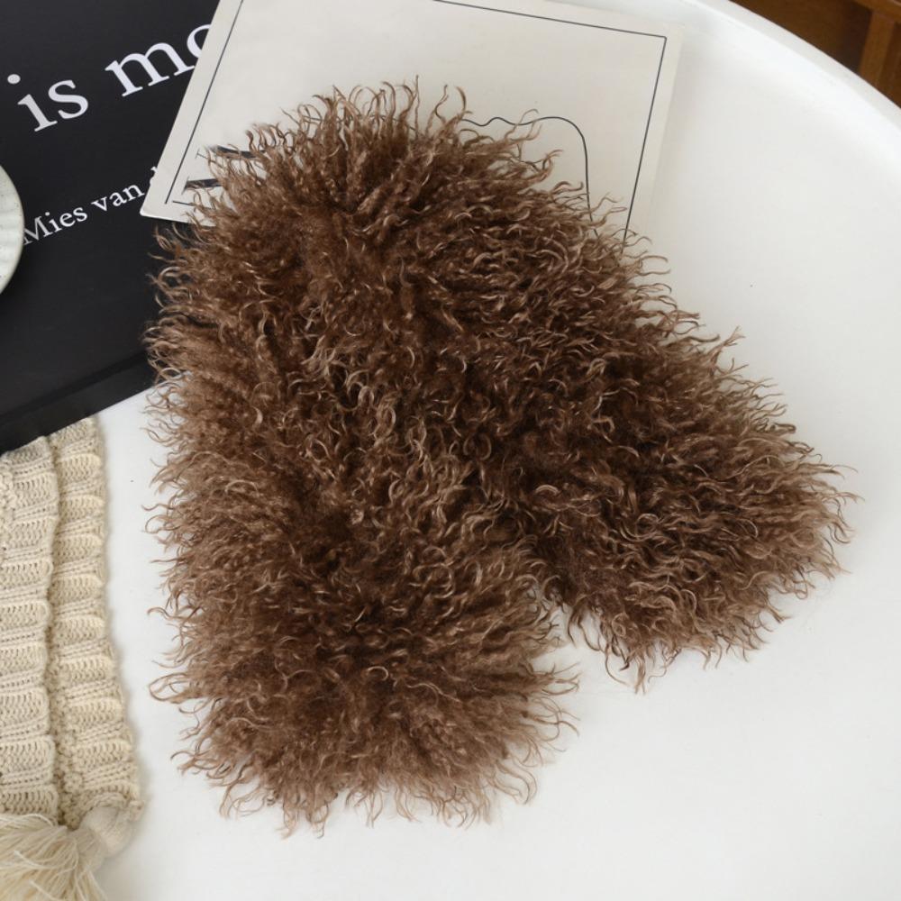 Solid Color Plush Scarf Versatile Neck Protection Scarf Cozy Imitation Wool Scarf For Women