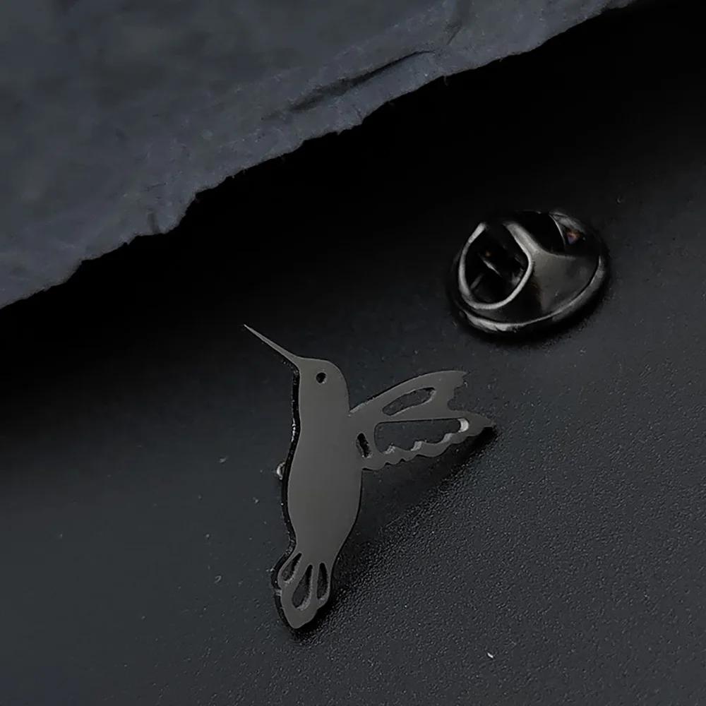 Stainless Steel Hummingbird Brooch Men Cute Animal Design Jewelry Wedding Men's Shirt Suit Badge Lapel Pins Accessory
