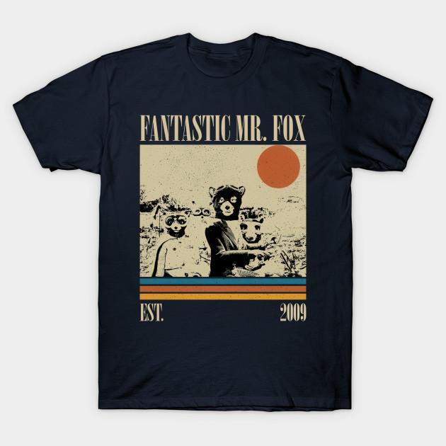 

Men Black Print T-shirt Vintage Retro Fantastic Mr. Fox Movie No-Cut Transfer Paper Print Cotton Tshirt S