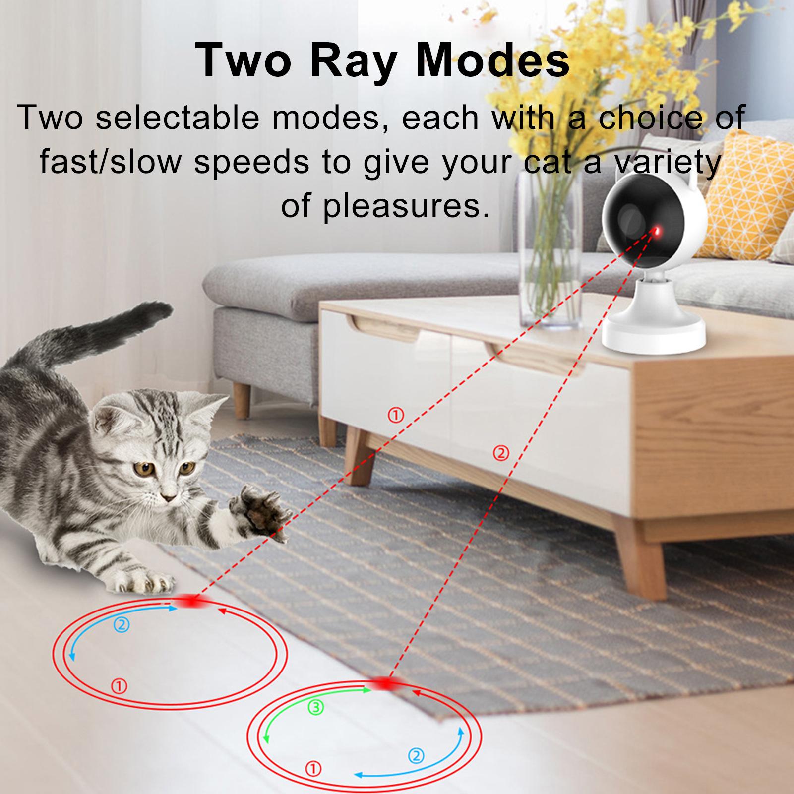 Rechargble Interactive Cat Toy Two Modes Infrared Smart Automatic Interactive Cat Toy Two-Speed Adjustment Multiple Angles Built-in