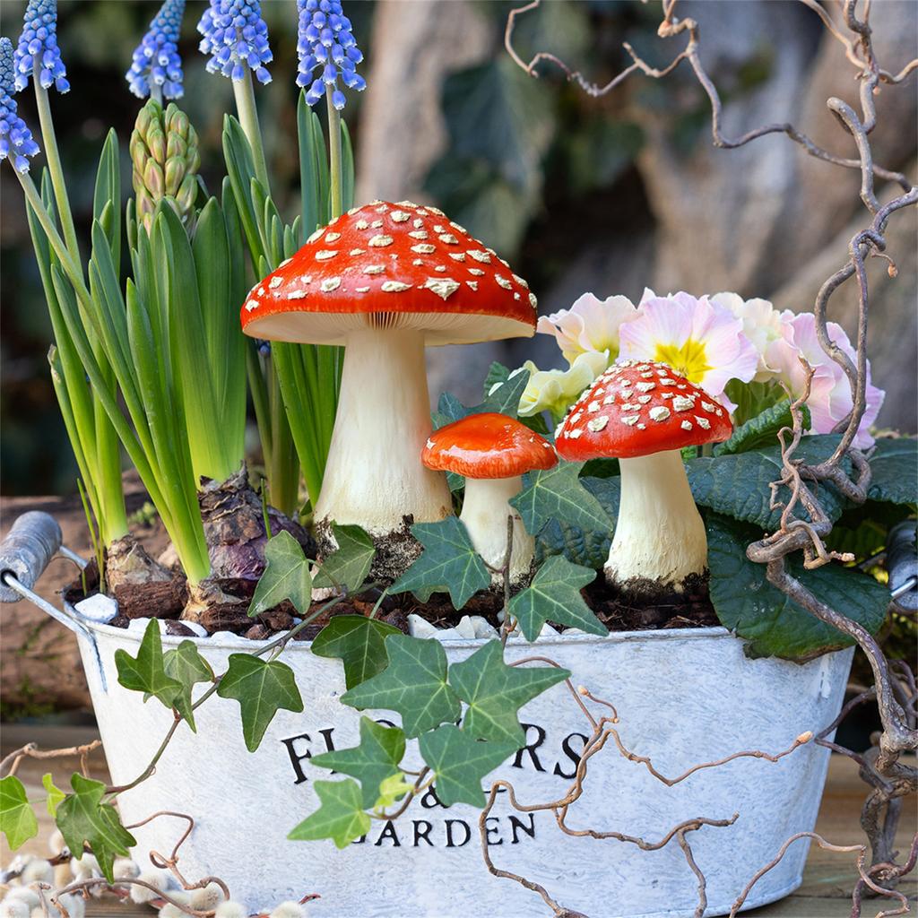 Weather Resistant Mushroom Landscape Stakes Garden Ornaments Suitable For Garden Enthusiasts Projects Indoor Outdoor Use