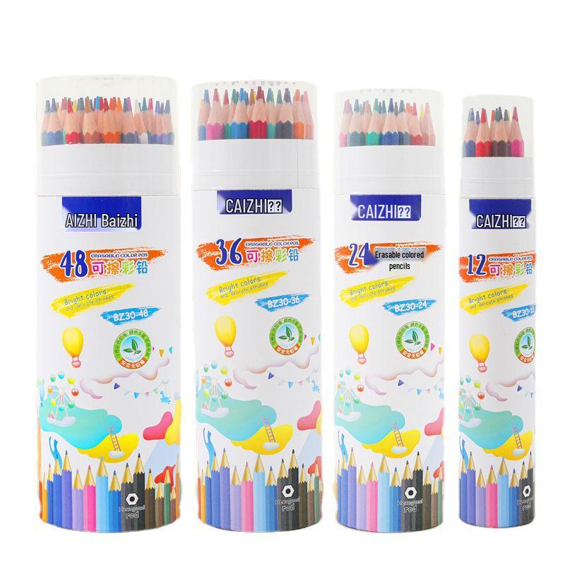 Erasable 48-Color Pencil Set for Students: Includes 36-Color Pencils, Drawing Tools, Ideal for Kindergarten Through Elementary School.
