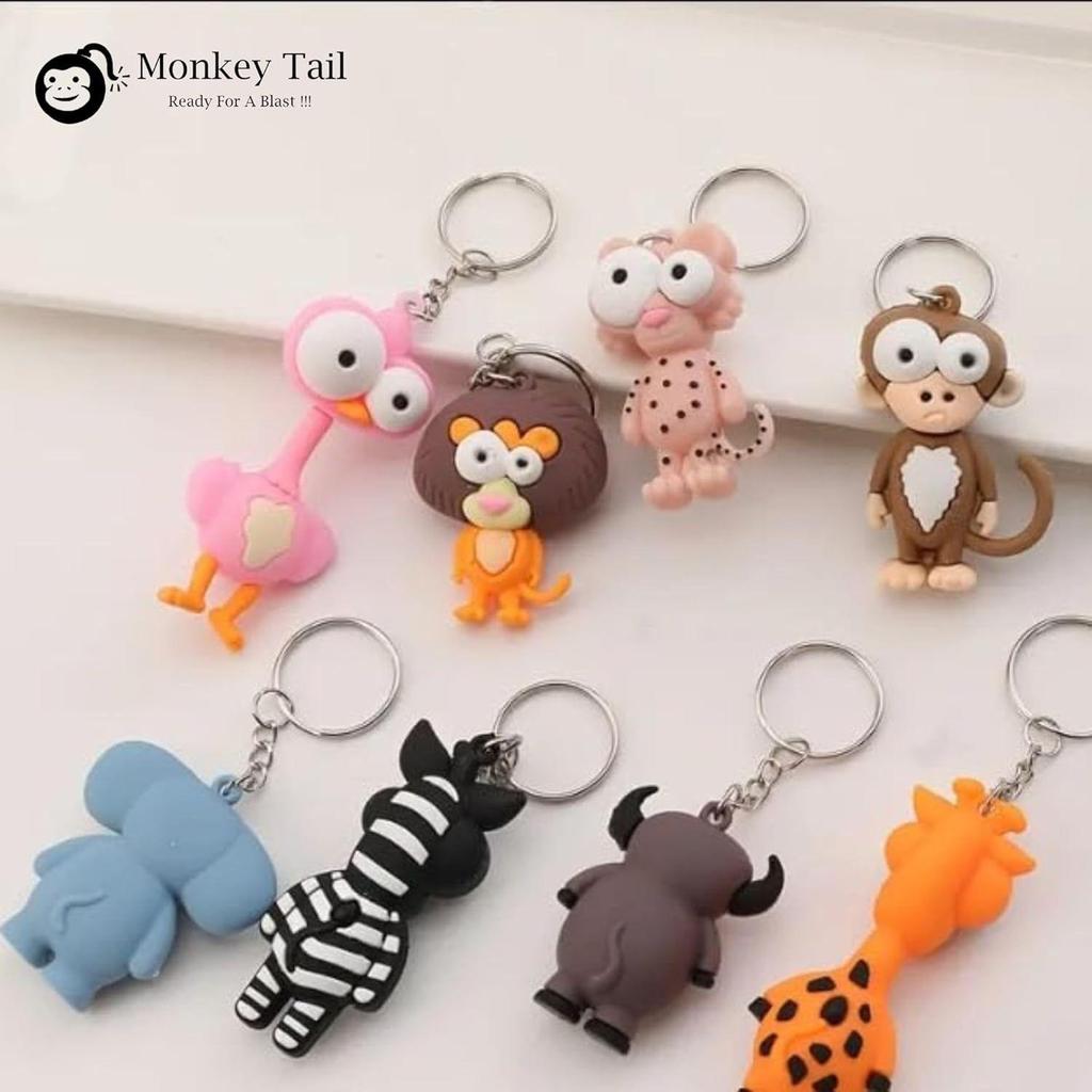 12 Pcs Jungle Animal Theme Keychains As Birthday Return Gifts for Kids of All Age Groups