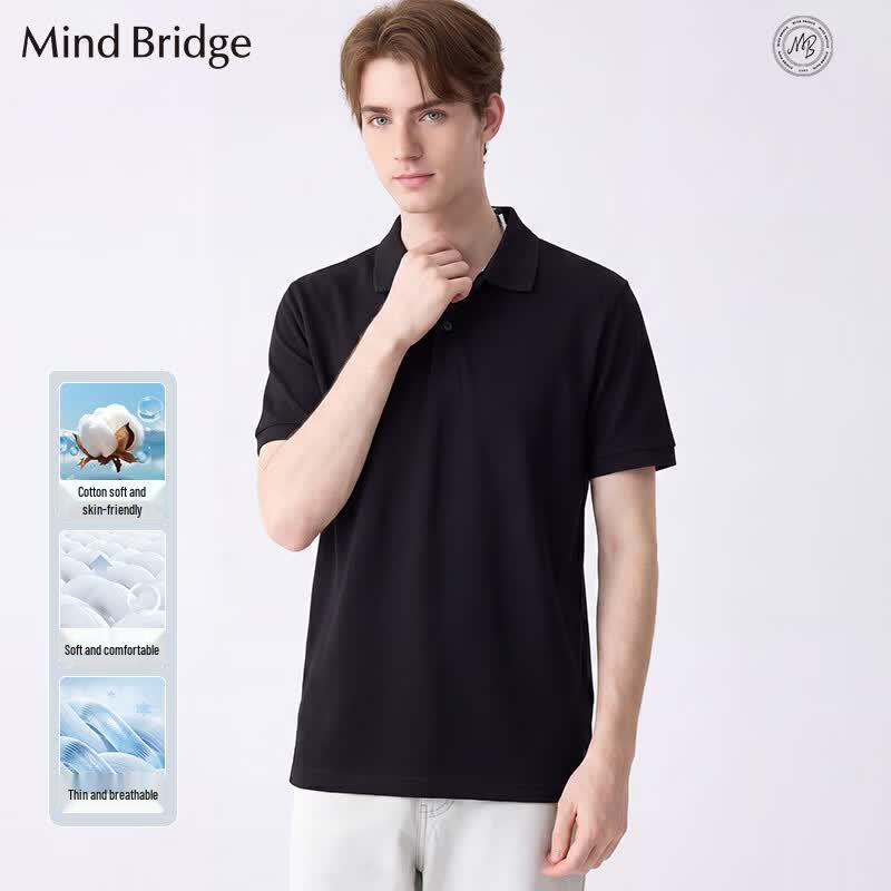 Mind Bridge Men s Pure Cotton Business Casual Polo Shirt XL