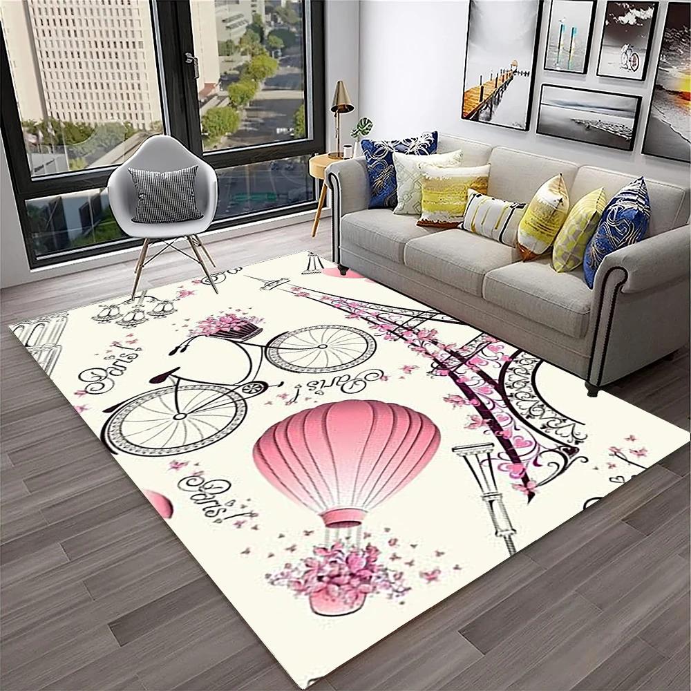 France Paris Eiffel Tower Retro Carpet Rug for Home Living Room Bedroom Sofa Doormat Decor,Kids Play Area Rug Non-slip Floor Mat