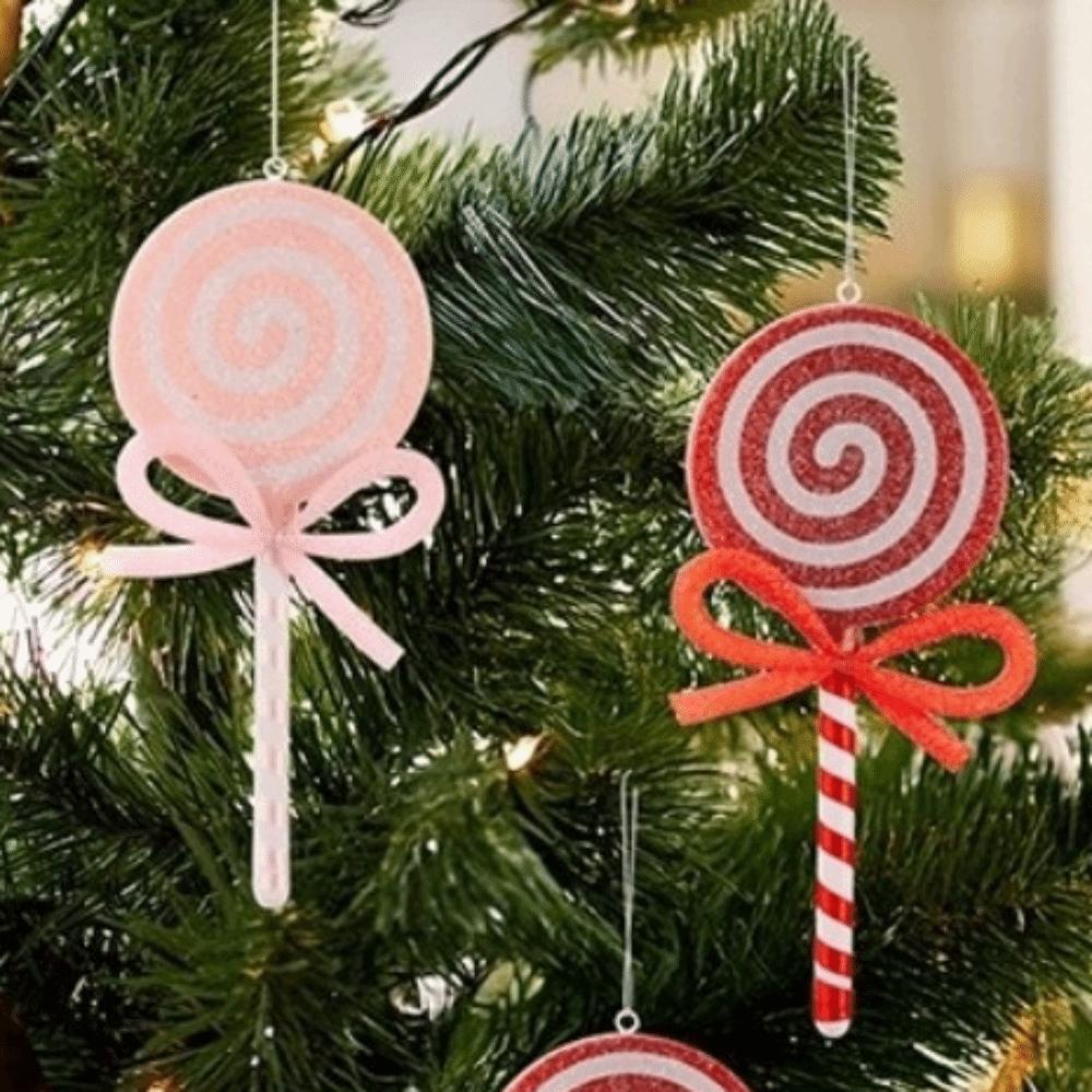 Cartoon Simulated Lollipop Red Pink Lollipop Ornament Fake Lollipop Models  Christmas Tree