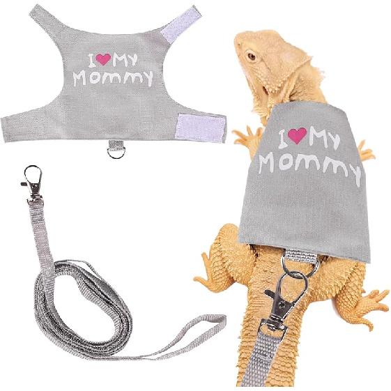 Bearded Dragon Harness and Leash Set Adjustable Reptile Lizard Leash Rope Vest Clothes Starter Kit Accessories for Small Animal Outdoor Walking