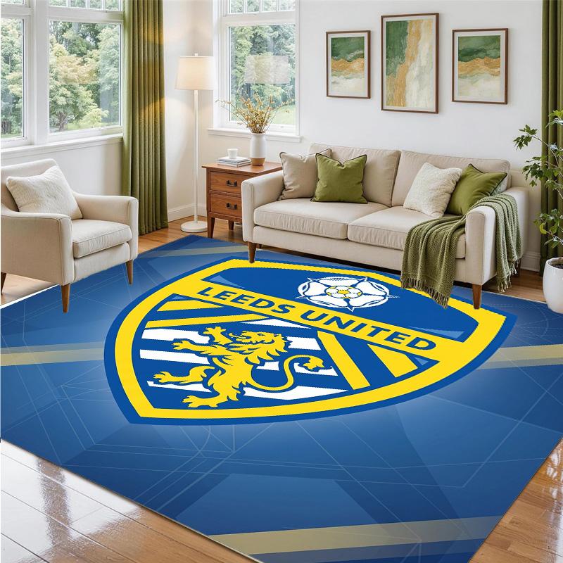 Leeds United Design Crystal Velvet Rug Soft Decorative Mat for Bedroom Entrance