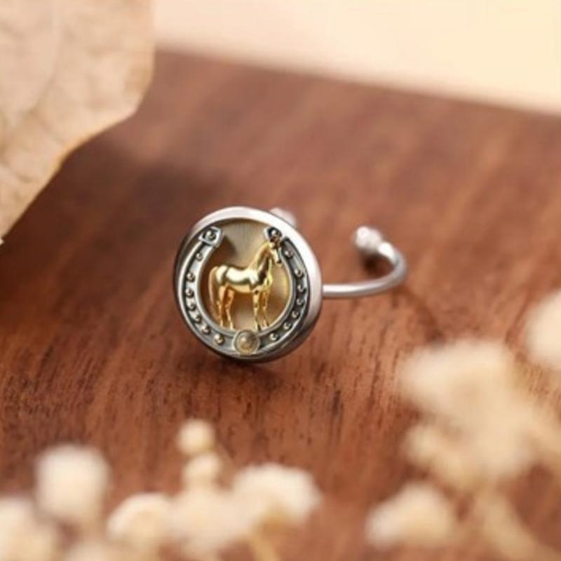 Fashion Creative Horse Pattern Ring Buckle For Women Wedding Jewelry Accessries Gift