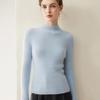 Women's 100% Cashmere Long Sleeve Knit Sweater - Half-High Neck, Tight-Fitting, Versatile Base Layer for Autumn/Winter.