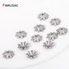 18K Gold Plated Brass Snowflake Bead End Caps,Inlaid Zircon Flower Bead Caps For DIY Bracelet Necklace Making Supplies Findings