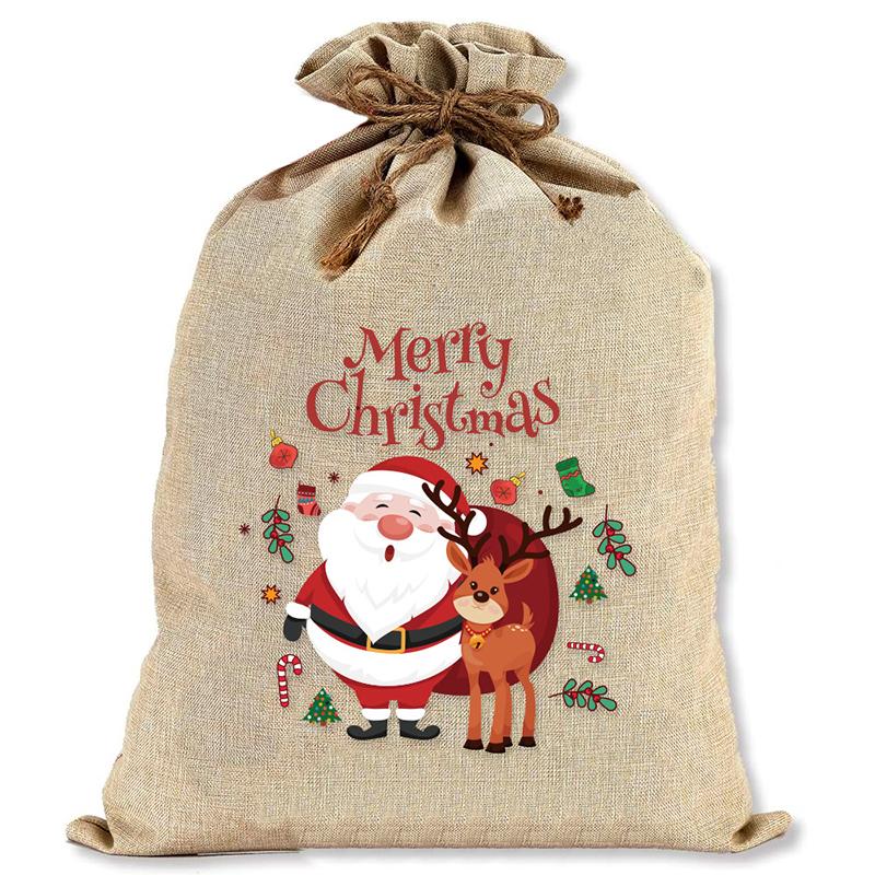 

1PC Oversized Jute Storage Bag for Toys Christmas Decorative Storage Sack 40x50cm