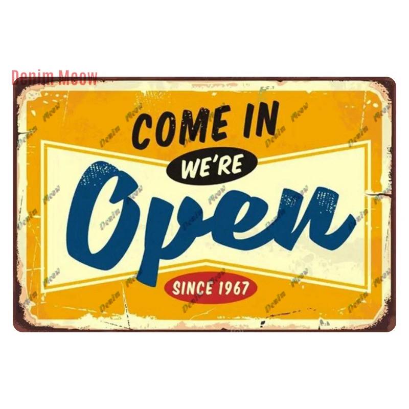 Vintage Open/Closed Wall Sign,retro Bar Open Metal Tin Plaque, Come in, Welcome Wall Decor, for Bar Club,Man Cave Poster, WY279