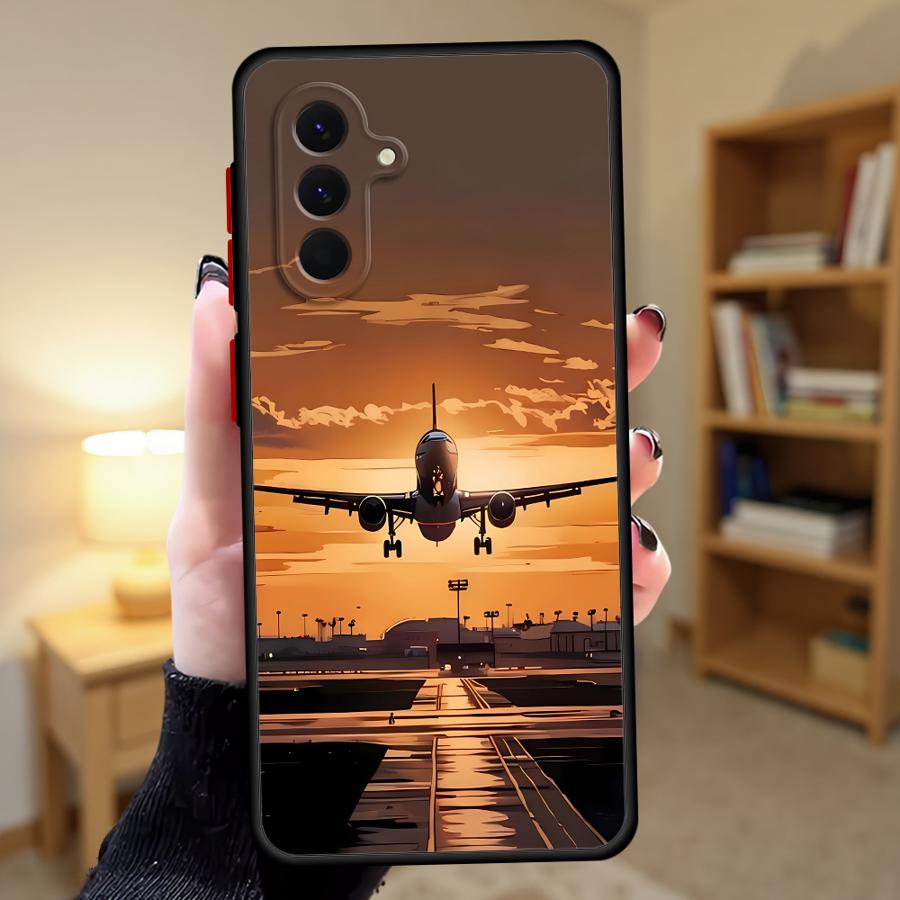 

Minimalist Airplane Black Soft Phone Cover Case for Samsung Galaxy A56 A32 A24 A36 A16 A34 A23 A52 A15 A53 A55 A35 A17 A54 A26 Galaxy A55 5G