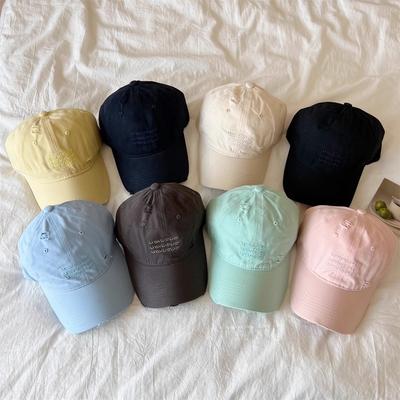 Macaron Color Ripped Letter Baseball Cap for Women In Spring and Summer New Wide Brim Showing Face Small Soft Top Sun Protection Baseball Cap
