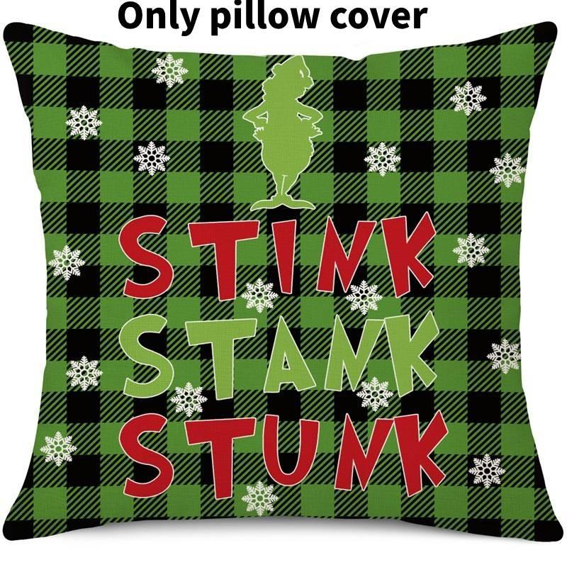 Cozy Green And Red Grinch Christmas Pillow Cover For Stylish Home Dcor 45x45cm