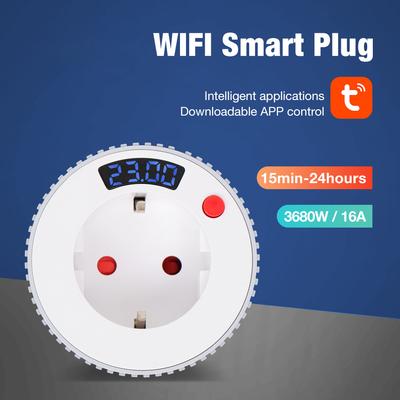 Inteligentna wtyczka WiFi Gniazdko z timerem odliczającym Wyświetlacz LCD Przełącznik czasowy Obracana regulacja Gniazdko odliczające 15 minut - 24 godziny 1 minuta - 23 godziny 59 minut
