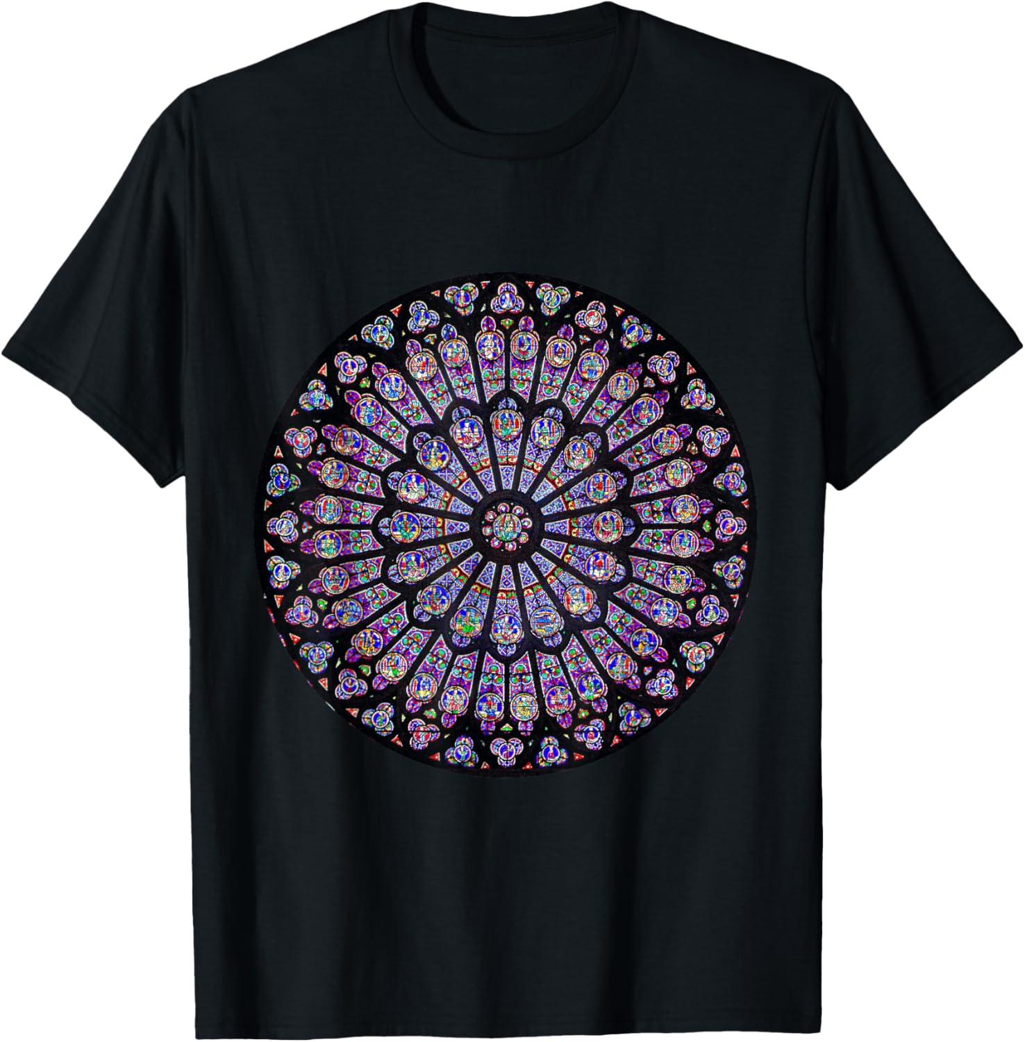 The Rose Window of The Notre Dame Cathedral, Gothic Art T-Shirt S разноцветный