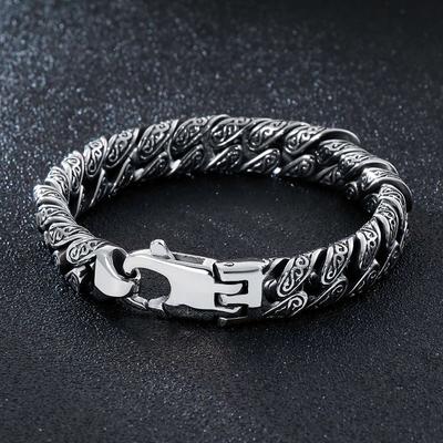 Male Domineering Style S925 Silver Bracelet Men 'S Tang Grass Pattern Hegemony European And American Party Jewelry Fashion Gift 
