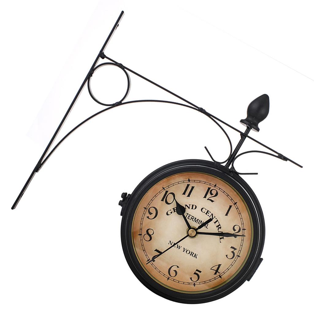 Double Side Metal Wall Clock Quiet,Easy Read Antique Hanging Clocks for Outdoor Indoor,Garden Living Room Home Decors