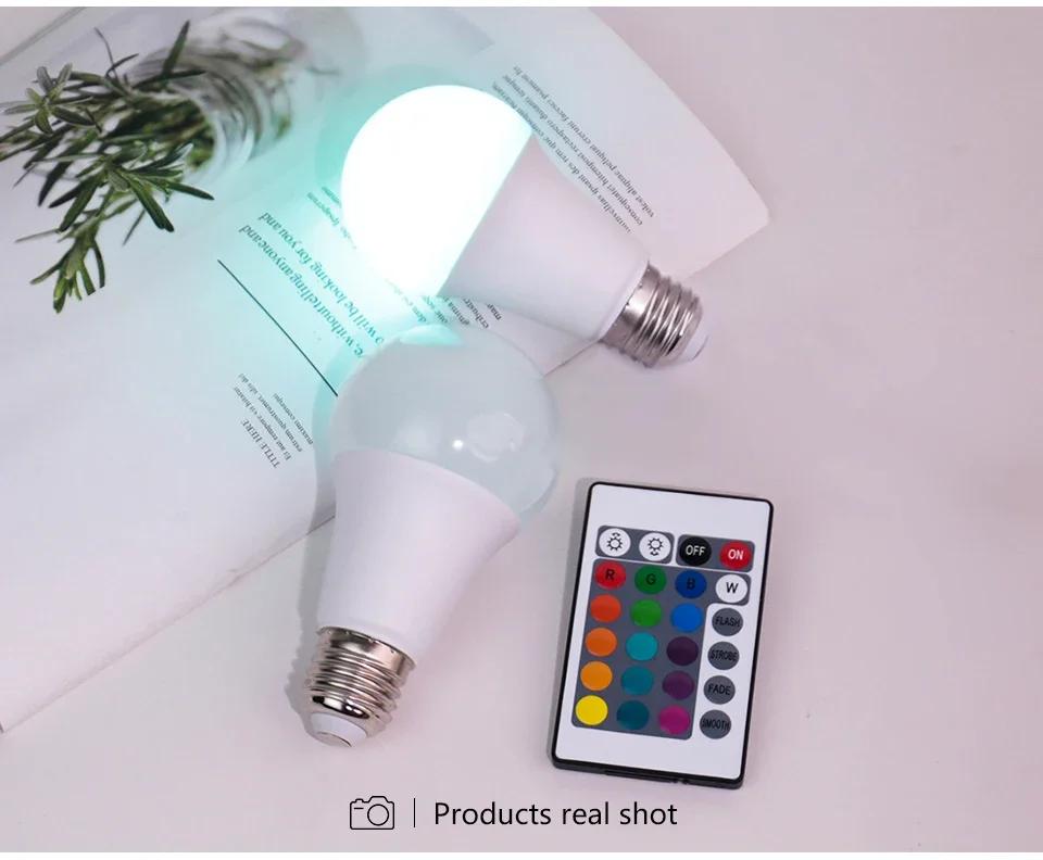 NEW 16 Colors RGB Bulb LED Multicolor Bulb E27 Base 220V Household Lighting Dimmable 24 Key Remote Control Atmosphere Neon Light