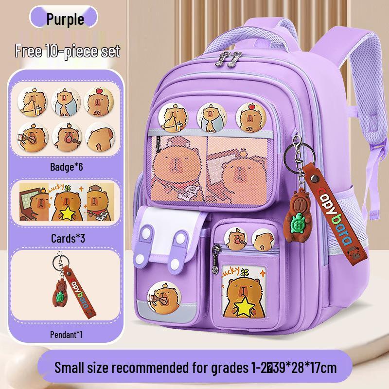 Schultasche mit großer Kapazität und Rückenstütze für Jungen im Alter von 3-6 Jahren, Capybara-Design, 1. Klasse