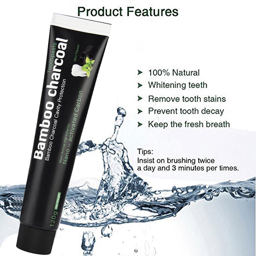 Black Activated Carbon Toothpaste 120g Natural Dental Beauty Removes Bad Breath Peppermint  Tooth Care Drop Shipping
