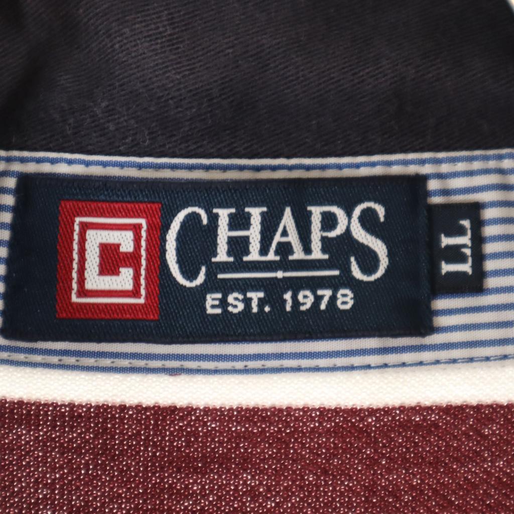 Chaps Border Pattern Short Sleeve Polo Shirt LL Bordeaux Kanoko Hiyoku Men's Used