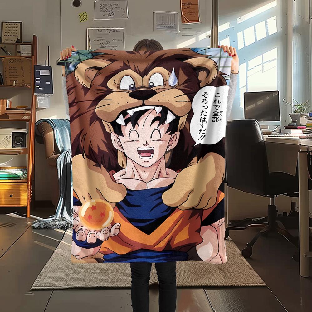 

Фланелевое одеяло с принтом персонажей Dragon Ball, Высококачественное, Удобное для всех сезонов, Декор для дома, Тепло и уют, Идеально для рождественских подарков 80cm x 120cm