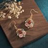 Guochao Cloisonné Enamel Chalcedony Stud Earrings for Women - Jingtai Blue Chinese Style Dangle with Cheongsam Influence