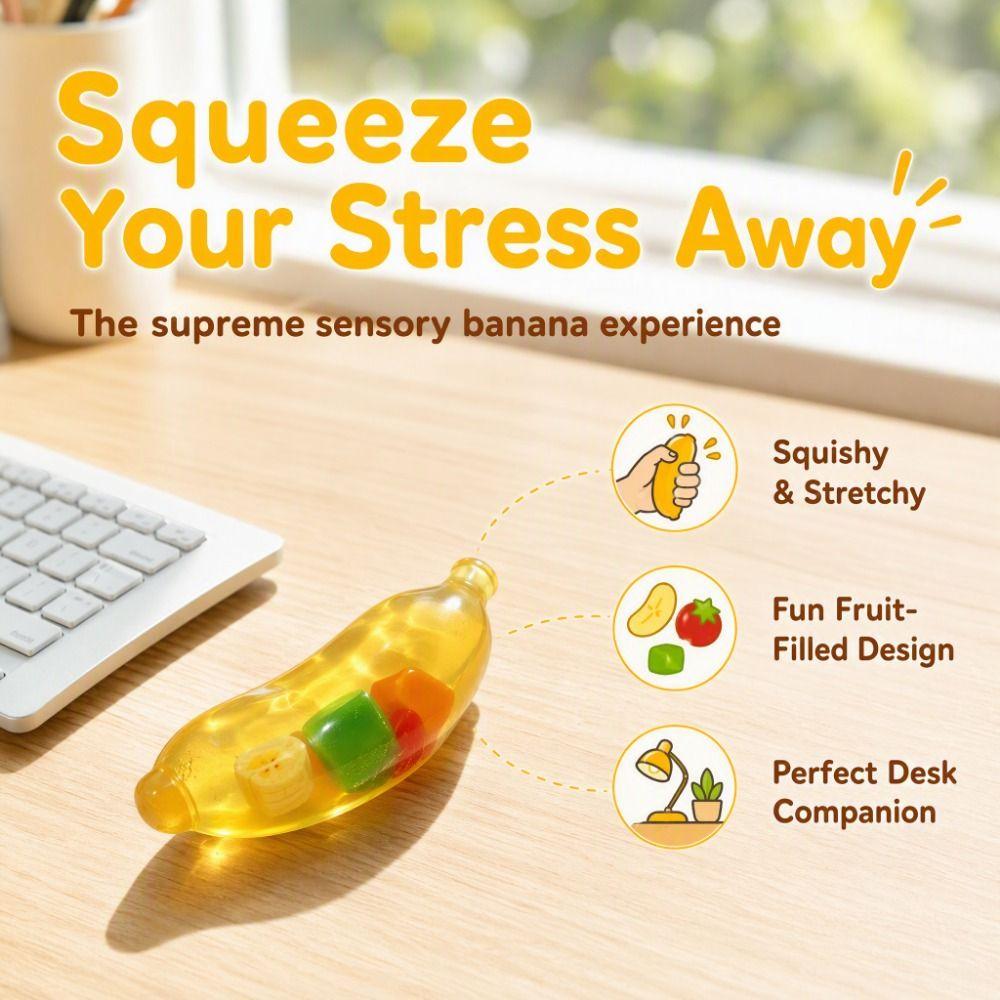 Simulated Fruit Simulated Banana Vent Toy TPR Fruits Pinch Toy Banana Squeeze Toy  Office Desk Toy
