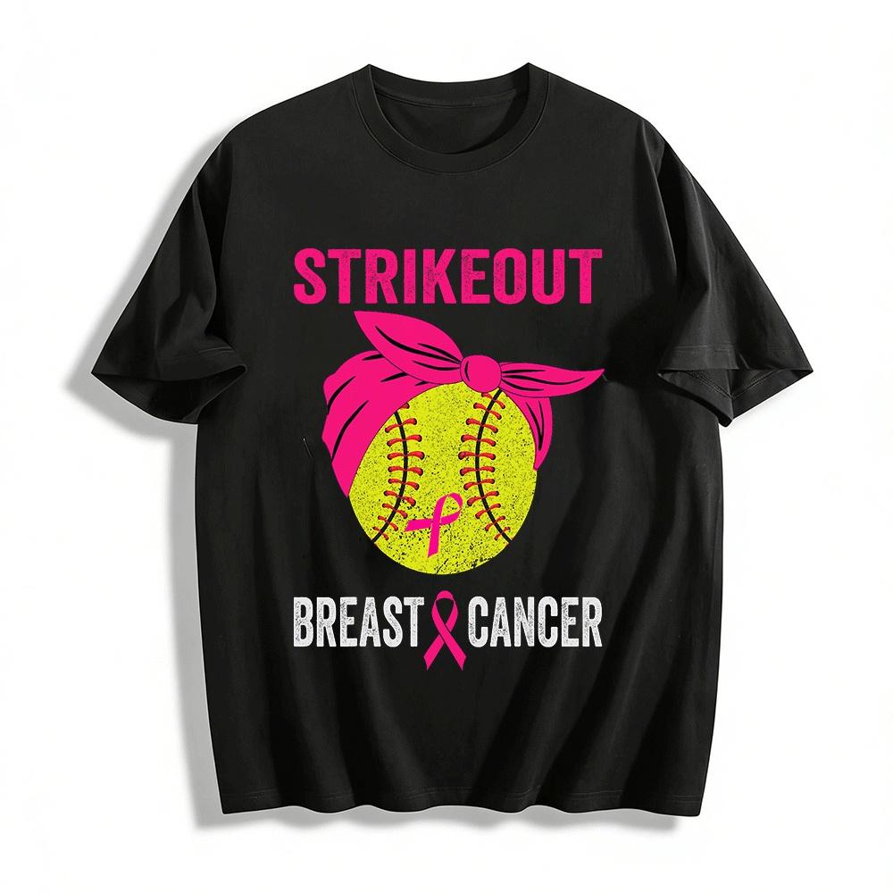 Strikeout Breast Cancer Softball Ribbon Awareness Tee Pure cotton T-shirt XXS
