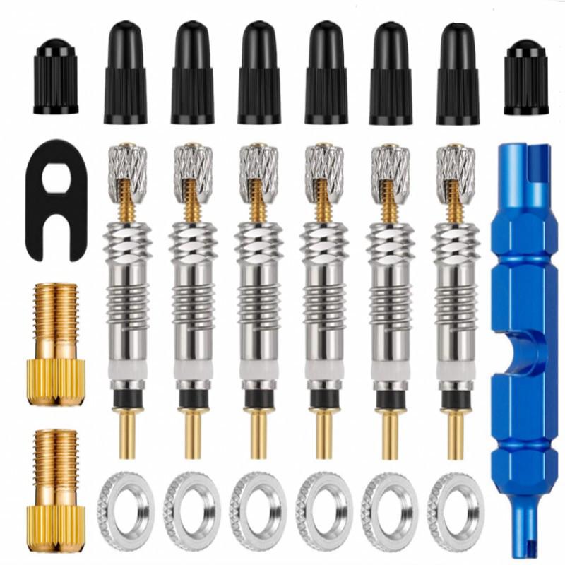 Bike Valve Core Set & Wrench Converter for Mountain and Road Repairs
