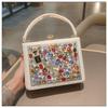 Light Luxury New Leather Fashionable Rhinestone Retro Clip Niche Handbag