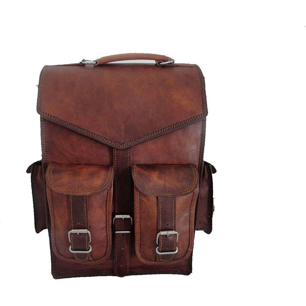 Taška z pravé kozí kůže Batoh Batoh Vintage Laptop Brown Real Messenger
