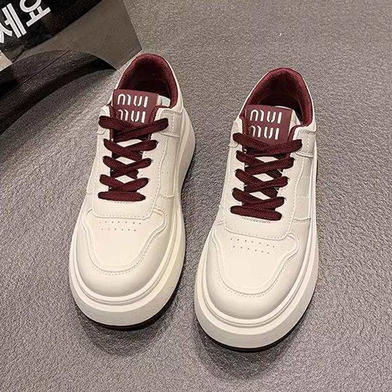 High-value Thick-soled Little White Shoes Women's Shoes 2025 Spring New Student Versatile Height-increasing Leisure Sports Lace-up Board Shoes