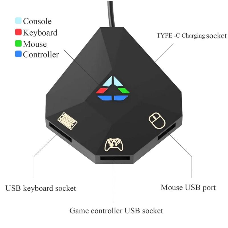 Adaptador de Teclado e Mouse Conexão USB Conversor de Mouse e Teclado Para Ps4/Ps3/Xbox One/Xbox 360/Nintendo Switch