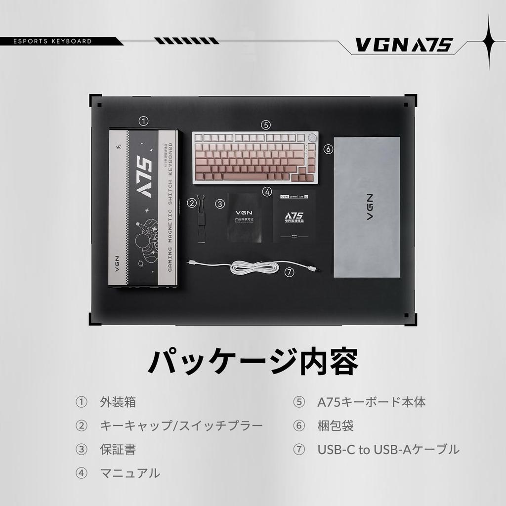 VGN A75 Magnetic Gaming Gradient Rapid Trigger Actuation English PBT Keycaps Keyboard, Blue, Compatible, 0.1mm-4.0mm Point, Layout, 75% Layout,