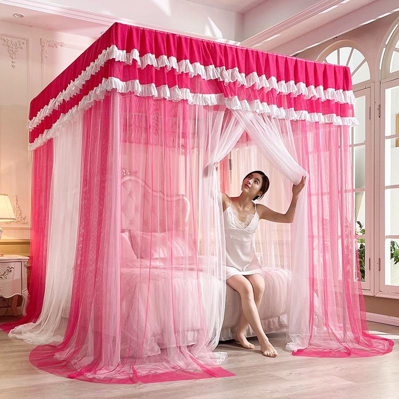 2024 Floor-Standing Double-Layer Palace Style Blackout Princess Mosquito Net with Three Doors