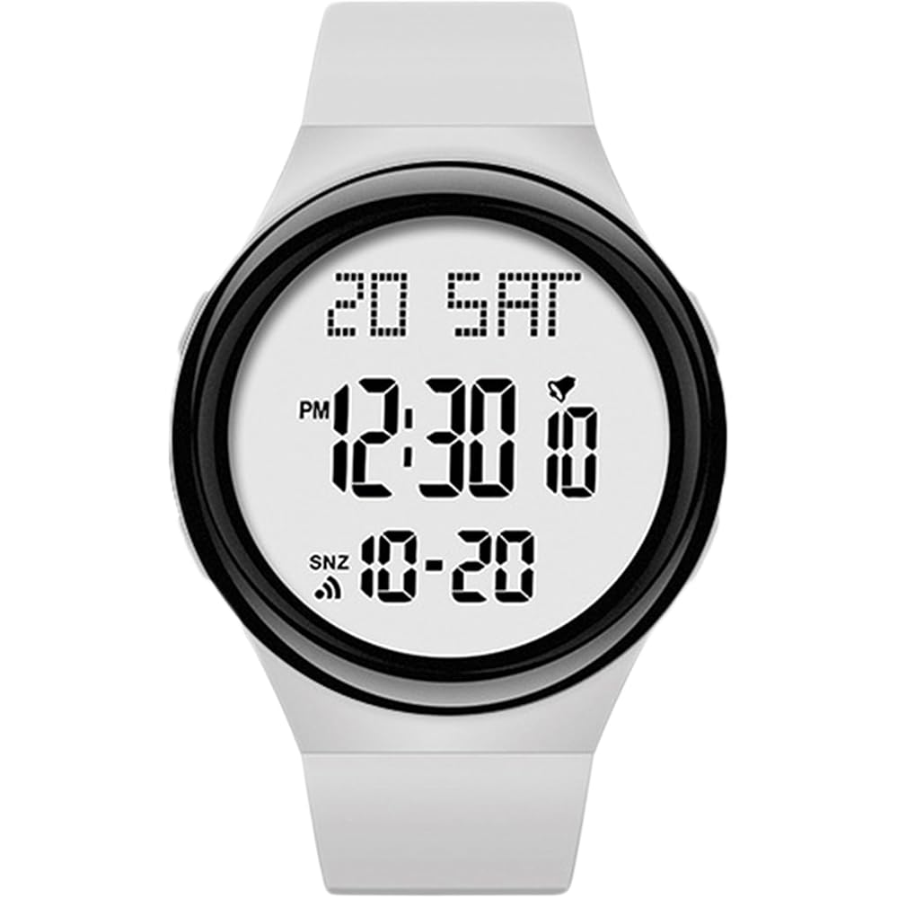 Maeau Kids Digital Sports Watch Lightweight Simple Design LED Light Gray Unisex Outdoor Multifunctional Wristwatch