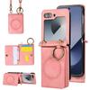 Magnetic Ring Holder Wallet Back Cover Case with Lanyard for Samsung Galaxy Z Flip 7/Flip 6/Flip 5
