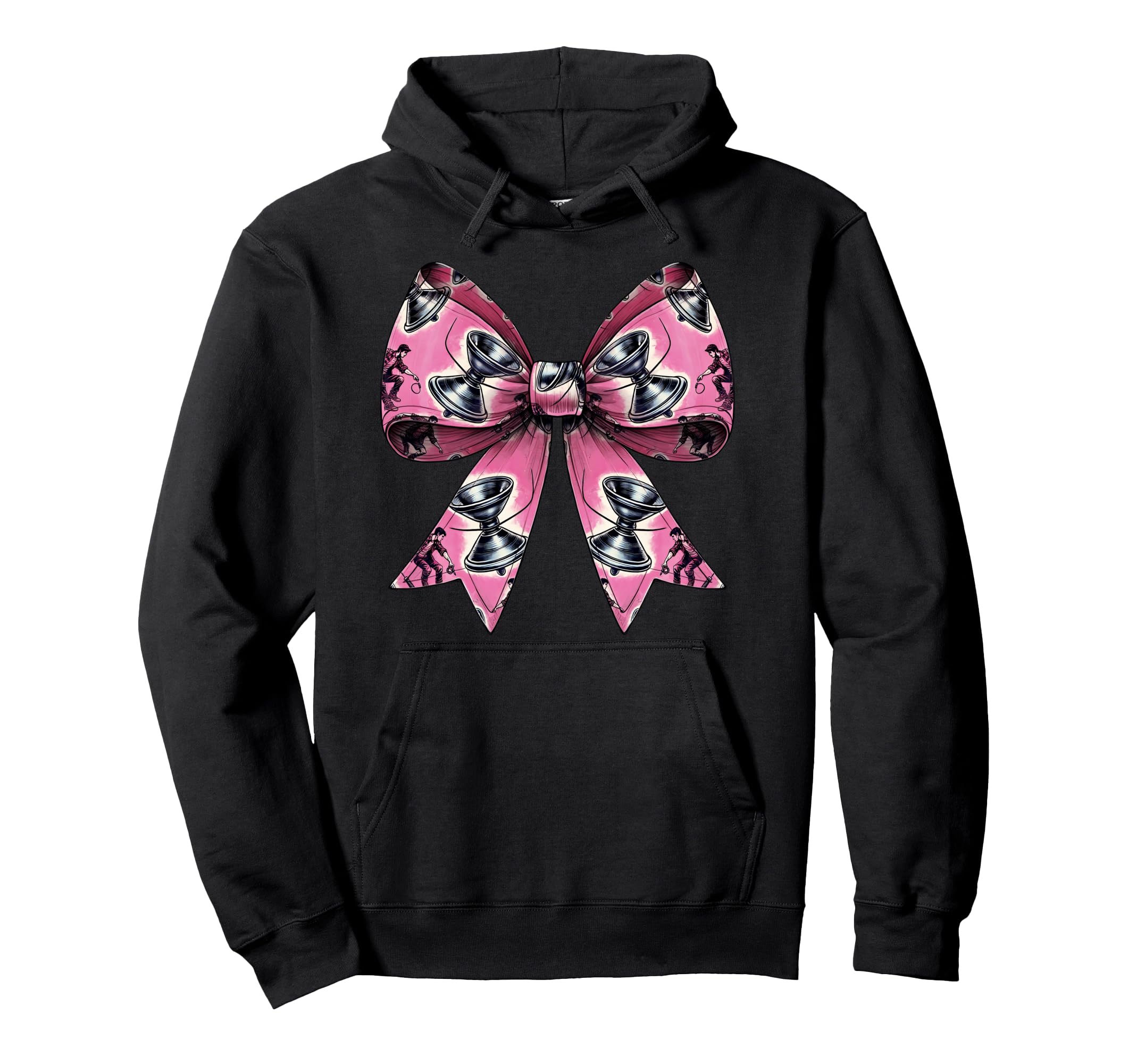 

Coquette Bow Toy Pattern Day Pink Mom Hoodie Yo-Yo Girl s Mother s чёрный