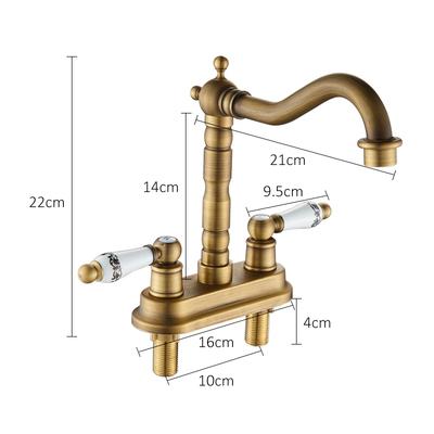 Doppelgriff Doppelbohrung Badezimmer Waschbecken Armatur Antik Bronze Amerikanische Standardgröße Mischbatterie EL1201