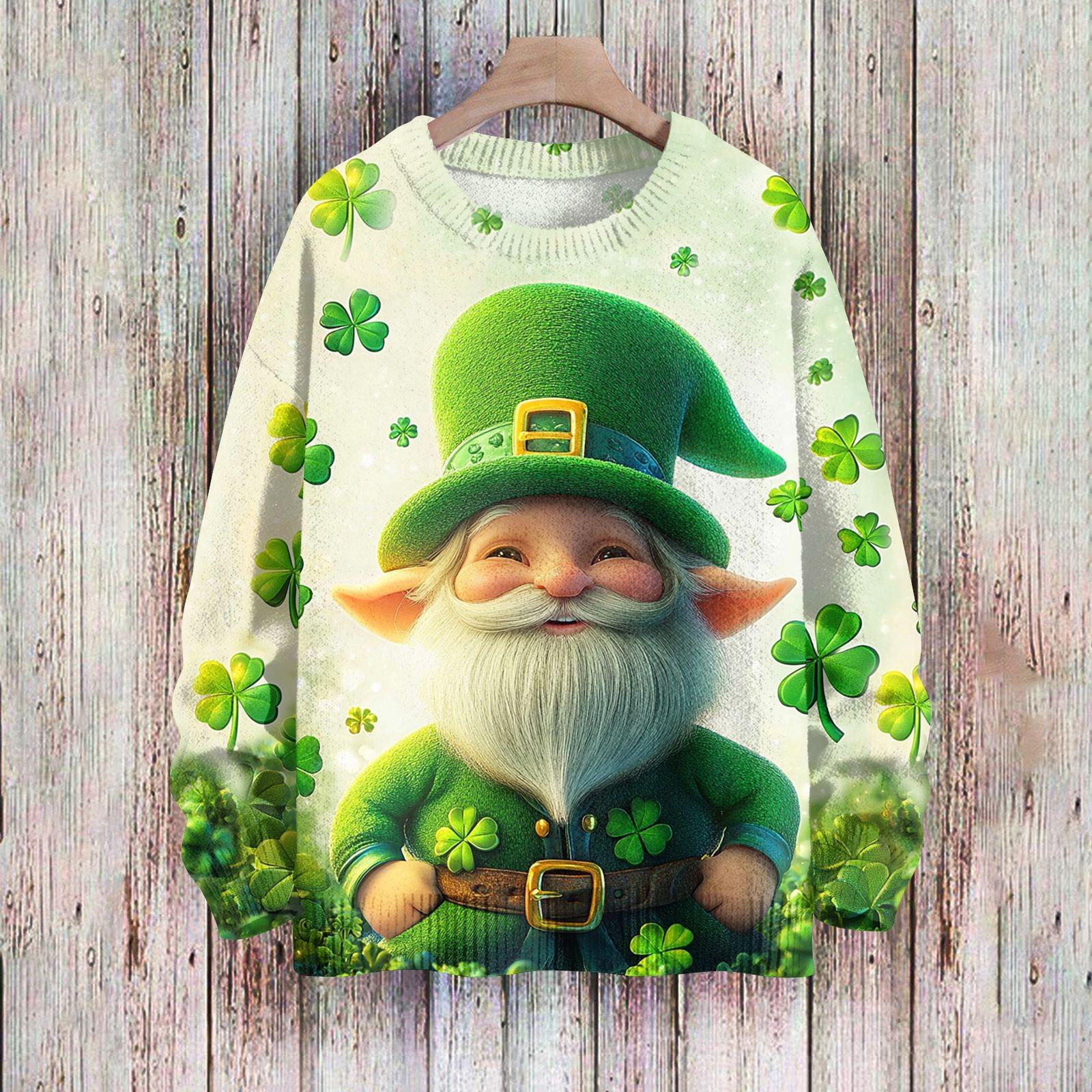 

улица. Свитшоты ко Дню Святого Патрика для детей, вязаные свитера для мальчиков и девочек, симпатичные рубашки, осенние свитера с круглым вырезом 150