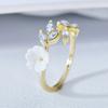 Fashion Light Luxury Temperament Flower Opening Adjustable Ring For Women Delicate Shining Inlaid Zirconia Banquet Jewelry