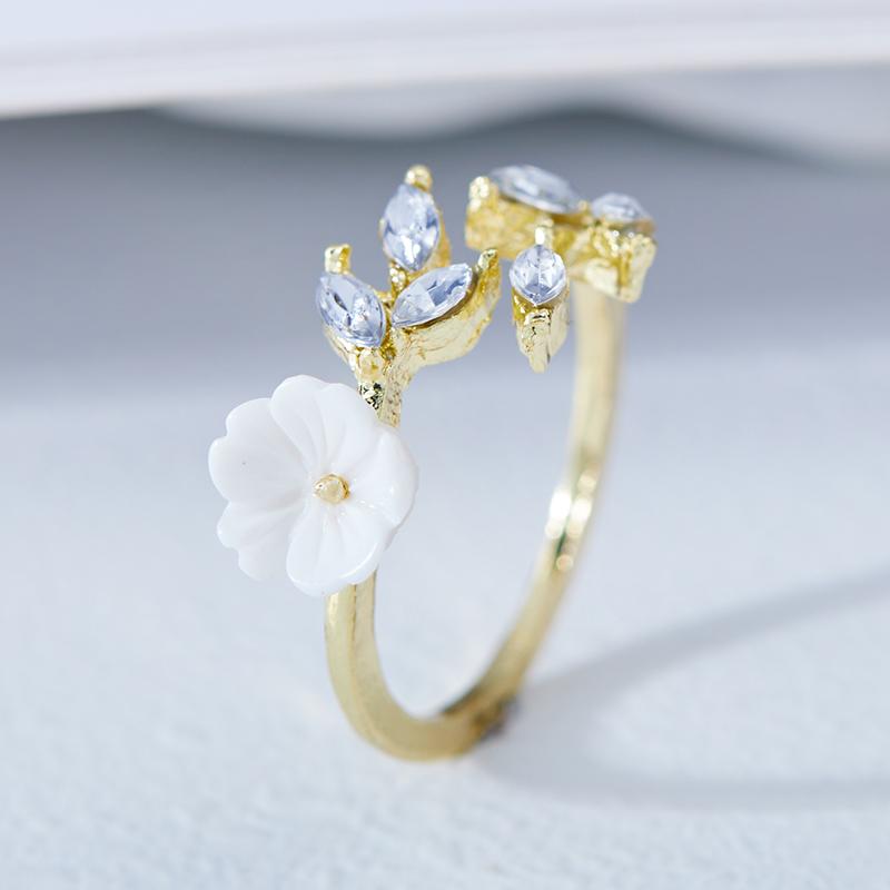 Fashion Light Luxury Temperament Flower Opening Adjustable Ring For Women Delicate Shining Inlaid Zirconia Banquet Jewelry